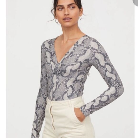 Bodysuit Snake Skin Print | Gray and white | M - Picture 1 of 10